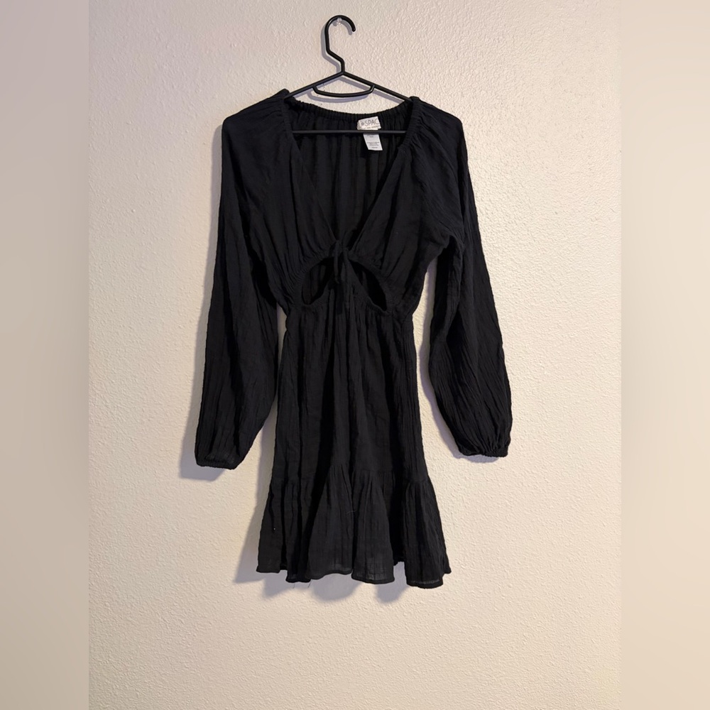 L*Space Black Long Sleeve Dress with Cut-Out